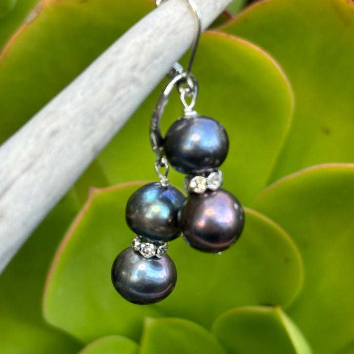 Double Cultured Pearl Earrings 1.6”