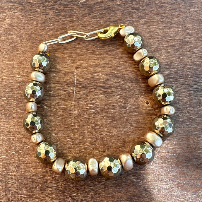 Gold Hematite Bracelet (6.75”-7.25”)