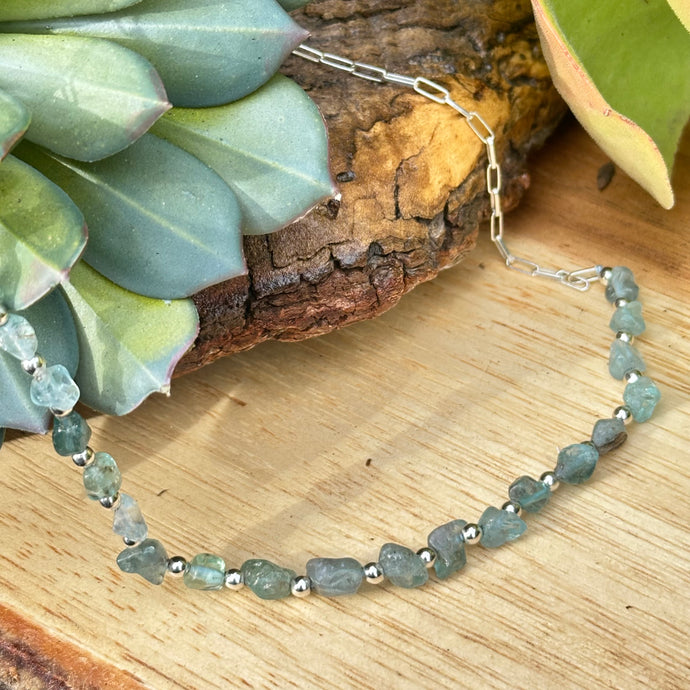 Aqua Marine Sterling Necklace (18”-20”)