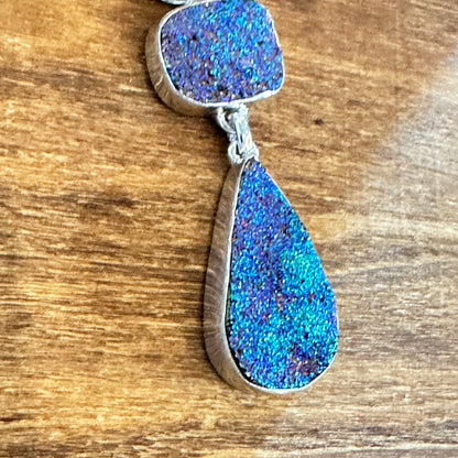Titanium Druzy Pendant Necklace 2.25”