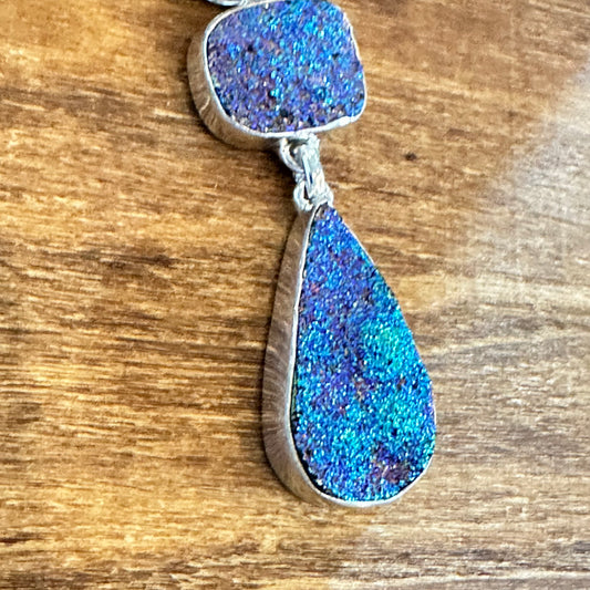 Titanium Druzy Pendant Necklace 2.25”