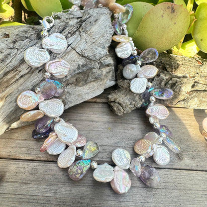 Amethyst Quartz Baroque Pearl Necklace