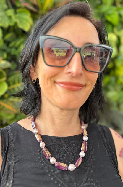 Pearl Purple Spiny Oyster Sterling Necklace (18”-20”)