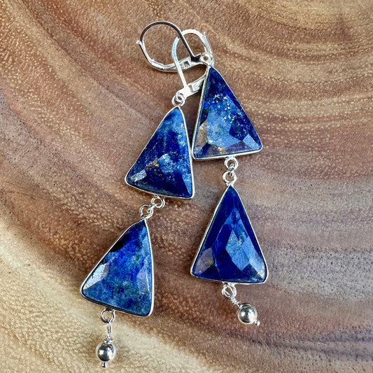 Lapis Sterling Earrings (3”)