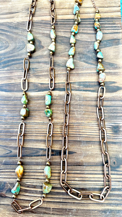N0717. Copper Turquoise Necklace (24”)
