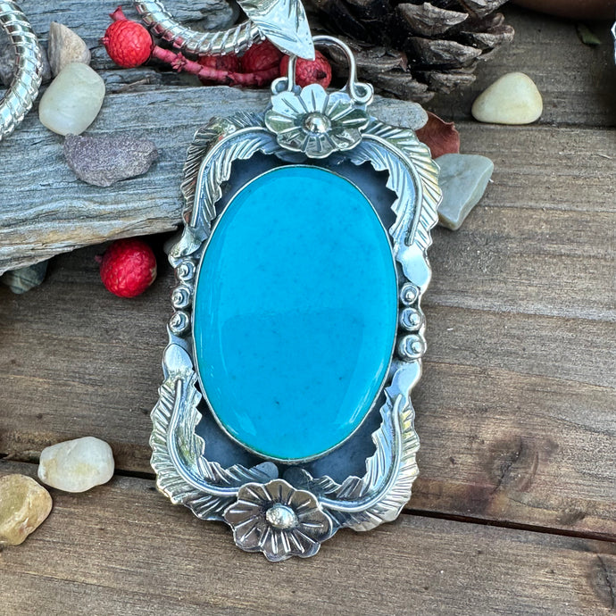 N0597  3” Turquoise Sterling Silver Necklace
