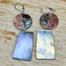 Load image into Gallery viewer, Double Abalone Sterling Earrings 2.7”
