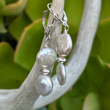 Load image into Gallery viewer, Double Cultured Pearl Earrings 1.9”
